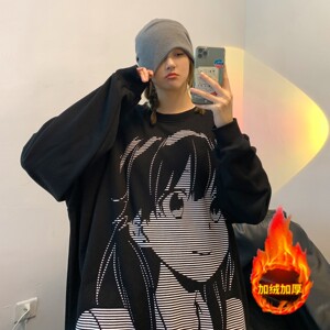 主推 港风 潮卡通动漫圆领套头加厚情侣卫衣 H651-1 P45女类图片
