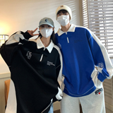 秋装新品长袖polo衫运动翻领情侣卫衣宽松学院风H752P68男，男装卫衣，电商A341
