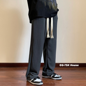 A341 秋装新款 坑纹卫裤抽绳宽松休闲裤长裤 KH10 P48控65 男图片