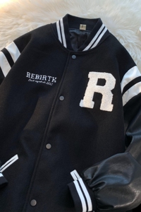 2023秋装新品 pu皮拼接毛巾绣棒球服夹克外套潮 H686 P118男类图片