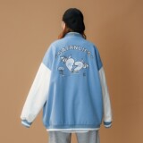 主推中性毛呢拼接PU皮棒球服毛巾绣情侣夹克H678P118男类，男装夹克，电商A341