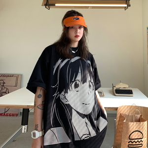 主推 中性新品 潮卡通动漫圆领情侣短袖T恤大码 H709 P35女类图片