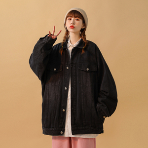 中性风 牛仔外套女秋装宽松炒花色水洗情侣夹克 H657 P88 女类图片