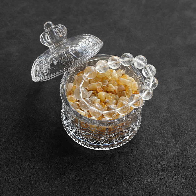 天然紫白粉黄水晶碎石摆件手链消磁石饰品容器收纳盒器皿消磁碗