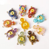 天然水晶碎石滴胶金钱龟摆件可爱小乌龟孩子礼物家居客厅装 饰品