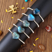 天然拉长石蓝光爱心灰月光镯子手镯礼物饰品时尚 百搭大方文艺配饰