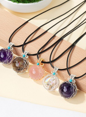 阿赛斯特莱凡天然裂变水晶球吊坠