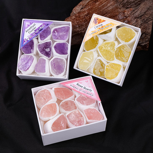 天然水晶原石矿石标本紫晶簇套盒孩子礼物科普教学矿物晶体摆件