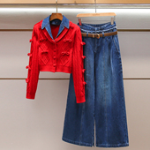 2026春季 新款 轻奢风设计感上衣休闲牛仔裤 深圳南油高端女装 套装 女