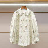 现货 复古A字珠饰印花翻领刺绣外套 新款 深圳南油高端女装 26春季