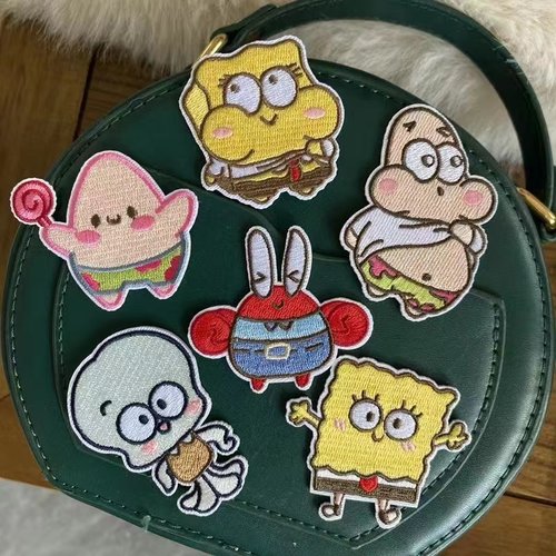 Q版卡通海绵宝宝派大星刺绣贴自粘免熨烫补贴手工diy装饰修补丁贴