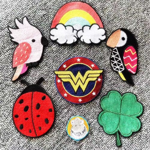 水溶刺绣超柔软需手缝彩虹瓢虫鹦鹉四叶草河马衣服贴布贴花卡通