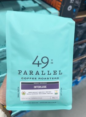 加拿大直邮 49th Parallel 烘焙巧克力干果味中深度烘焙咖啡豆