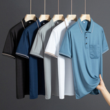 爸爸夏装冰丝短袖t恤男夏季中老年人Polo衫翻领T恤PL8789P25，男装Polo衫，星座1410（原1902A）
