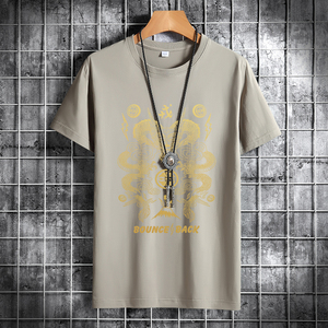 夏季男士短袖t恤潮流潮牌宽松纯棉衣服2021新款DT4474-烫金龙-P15