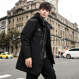 秋冬季男士派克羽绒服男中长款加厚冬装英伦风羽绒外套YR7057P80，男装羽绒服，星座1410（原1902A）