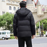 中老年羽绒服男士短款加厚保暖白鸭绒爸爸冬装连帽外套YR9871P105，男装羽绒服，星座1410（原1902A）