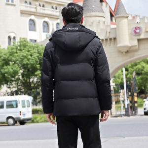 中老年羽绒服男士短款加厚保暖白鸭绒爸爸冬装连帽外套YR9871P105图片