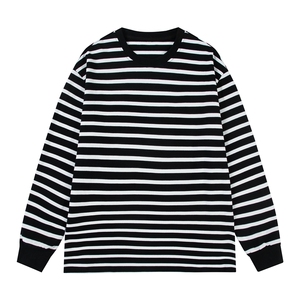 男女春秋户外潮条纹可二开情侣港风长袖圆领T恤纯棉卫衣WY2395P50图片