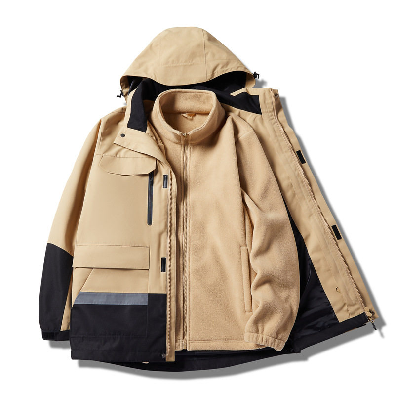 户外秋冬男女冲锋衣三合一可拆卸两件套加绒厚登山服CF22828P175,男装夹克,星座1410（原1902A）