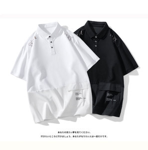 夏季冰丝珠地棉冰丝T恤男Polo衫上衣公版拼接翻领上衣 PL217P45图片