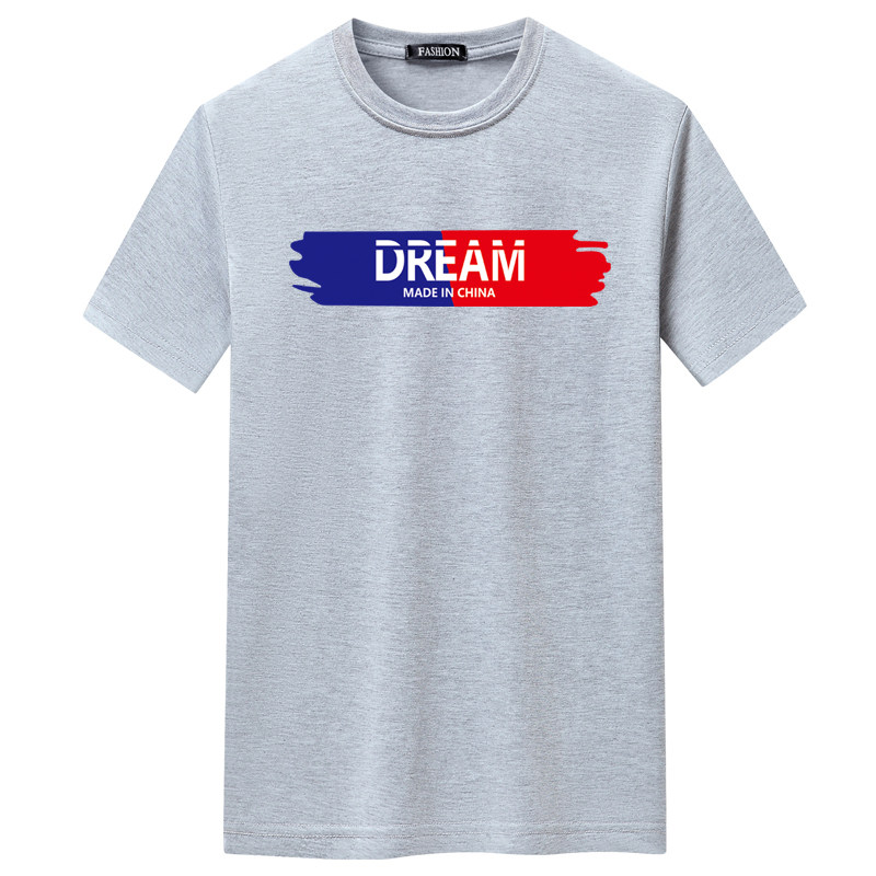 夏季男士短袖t恤青春宽松CVC60%棉新款男装DT3249-蓝红DREAM-P15,男装T恤,星座1410（原1902A）