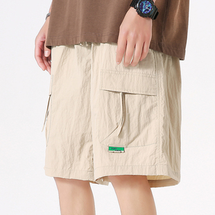 五分裤 工装 裤 夏季 松紧腰 宽松速干短裤 休闲男运动裤 G01P38 男士