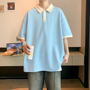 中性款POLO衫夏季短袖棉质舒适透气条纹翻领青少年T恤衫PL2369P38图片
