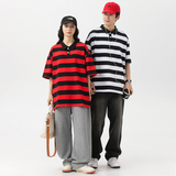 中性款POLO衫夏季短袖重磅棉质条纹翻领青少年T恤衫二开PL3366P40，男装Polo衫，星座1410（原1902A）