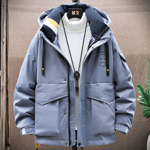 羽绒服男短款反光2021新青少年休闲潮流保暖白鸭绒外套YR9859图片