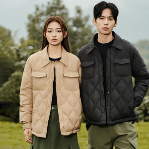 2024羽绒服男女同款宽短款翻领情侣上衣外套90%白鸭绒 YR2310P160图片