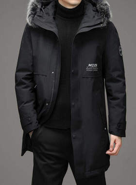 19666秋冬新保暖防风獭兔毛领时尚中长款爸爸装羽绒服 YR9868P90