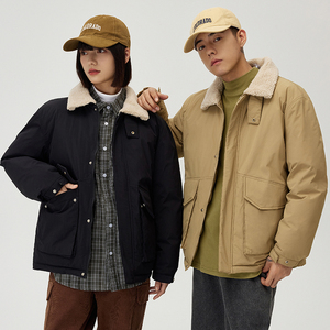 冬季羽绒服男短款羊羔绒翻领外套男士运动保暖防寒上衣YR1308P110图片