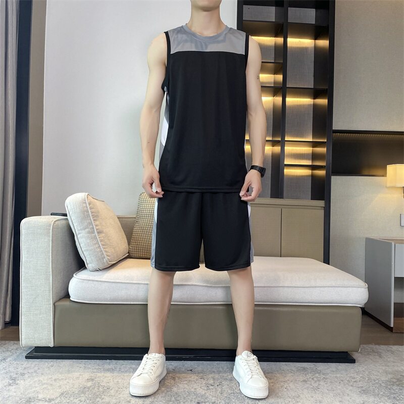 夏男款冰丝速干运动篮球套装青少年无袖背心训练服定制TZ3342P35,男装背心/马甲,星座1410（原1902A）