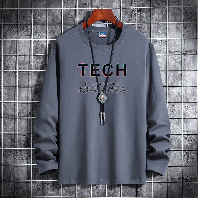 新款韩版男大码纯棉圆领长袖T恤男装码号标CT6910-TECH-P18,男装T恤,星座1410（原1902A）
