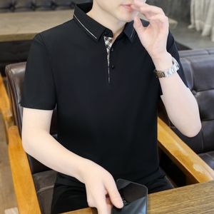 夏季POLO衫冰丝无痕商务休闲精致格薄款简约上衣T恤衫 PL2662P42图片