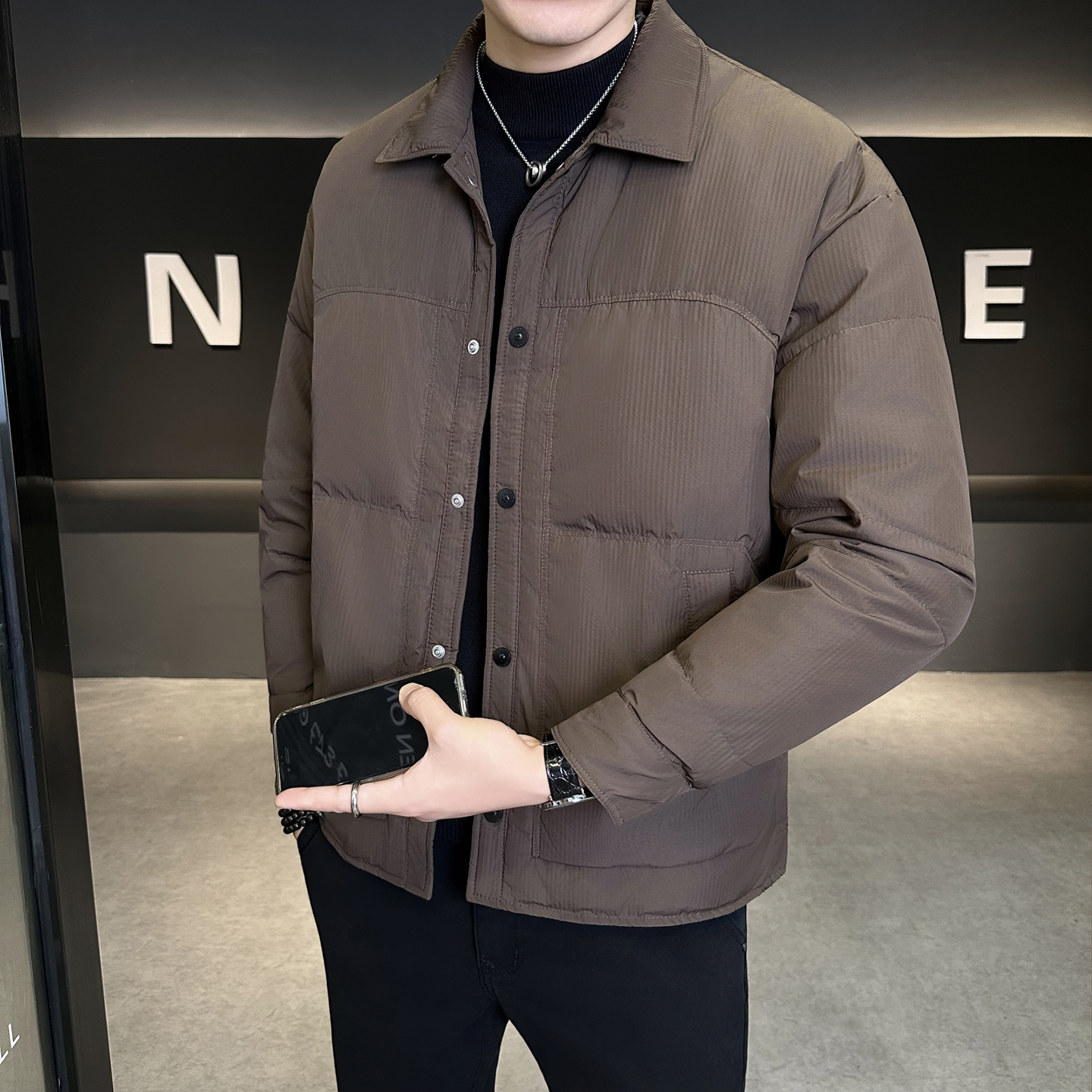 50绒标过检男士新翻领休闲羽绒服抗寒保暖羽绒外套YR25536P150,男装羽绒服,星座1410（原1902A）