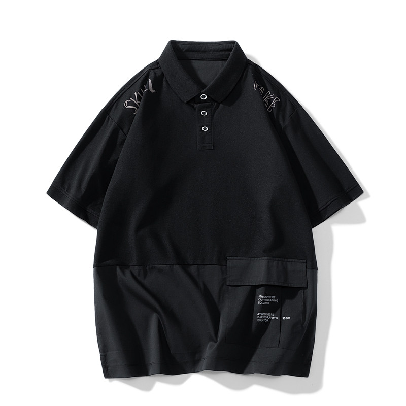 夏季冰丝珠地棉冰丝T恤男Polo衫上衣公版拼接翻领上衣PL217P45,男装Polo衫,星座1410（原1902A）