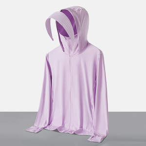 夏季新款防紫外线纯色可二开防晒服外套冰丝防晒衣男女 F7030P40图片