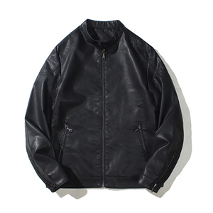跨境外贸男士外套春秋皮衣飞行夹克男装PU皮机车服皮衣PY908-1P75图片