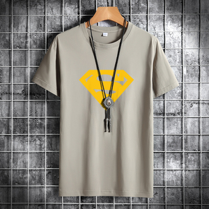 夏季男士短袖t恤潮流潮牌宽松纯棉衣服2021新款DT4176-黄超人-P15图片