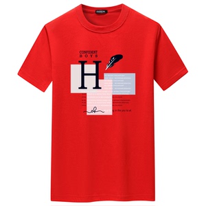 夏季男士短袖t恤潮CVC60%棉宽松衣服新款男装DT3083-H羽毛-P15图片