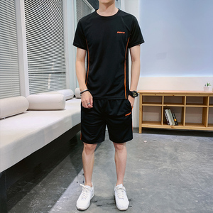 短袖t恤男士夏季冰丝速干运动套装潮流跑步球衣健身篮球服两件套图片