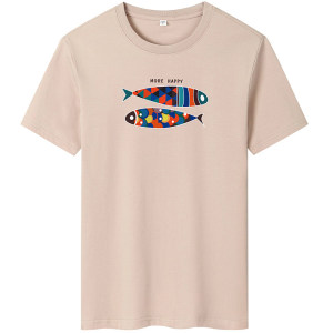 夏季男短袖t恤潮流潮韩版宽松纯棉衣服2024新款DT4311-双鱼-P16图片