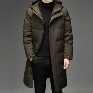 中老年户外羽绒服男外套新款工作服装爸爸装长款过膝加厚YR866P90