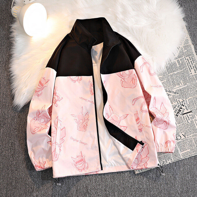 春秋新款拼接撞色卡通皮卡夹克男潮流帅气港风外套上衣JK2203P70，男装夹克，星座1410（原1902A）