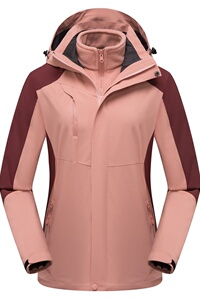 冲锋衣女款潮流百搭三合一新款拼色外套防风防水登山服CF2066P125图片