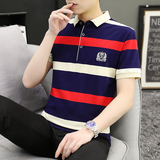 夏季新款男士短袖T恤条纹全棉薄款商务翻领男装polo衫PL8811P35，男装T恤，星座1410（原1902A）