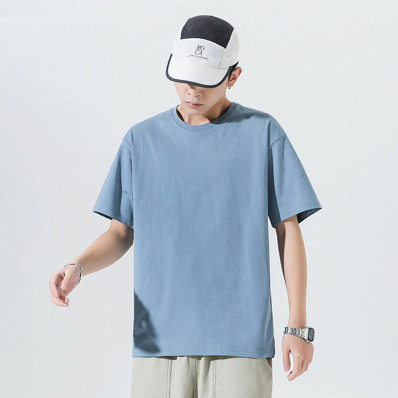 2024夏季100纯棉短袖T恤男士圆领高品质12色M-6XL DT2001-纯色P15图片