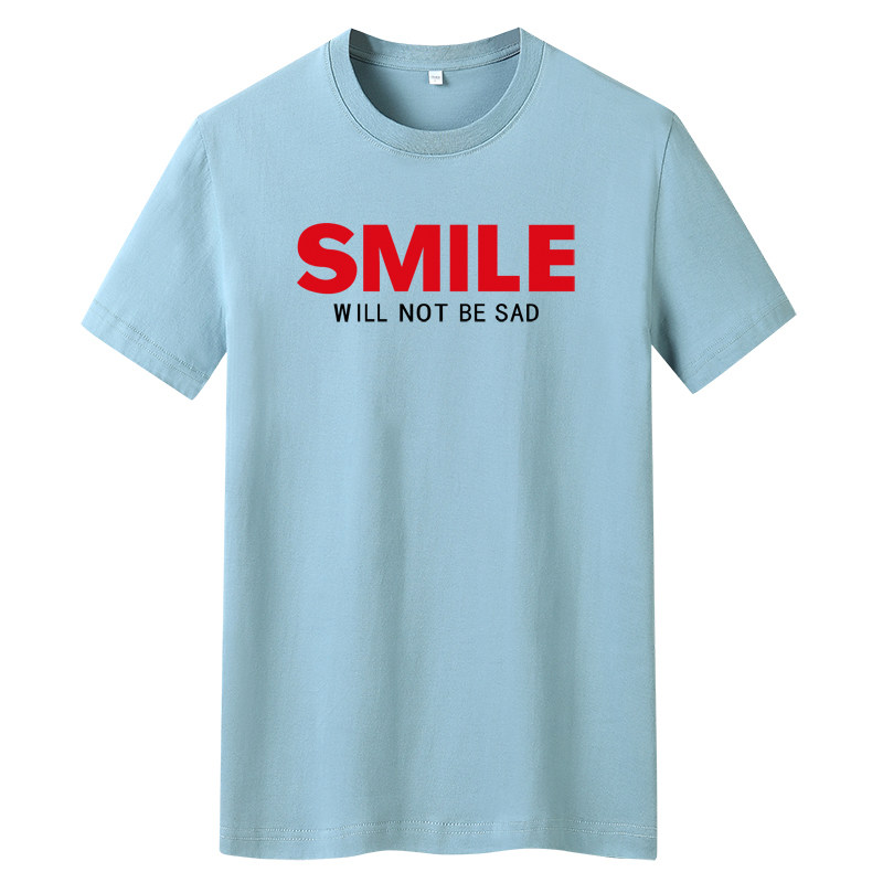 夏季男士短袖t恤潮流潮牌宽松纯棉衣服2021新DT4759-红SMILE-P15,男装T恤,星座1410（原1902A）